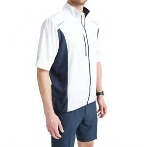 NEW ABACUS SPORTSWEAR US lanark stretch wind shirt in white navy
